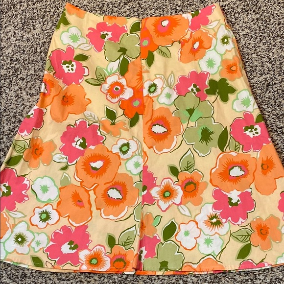Y2K C.C. Outlaw Vibrant Orange and Pink Pleated A-Line Skirt for Resort Wear - Picture 4 of 6